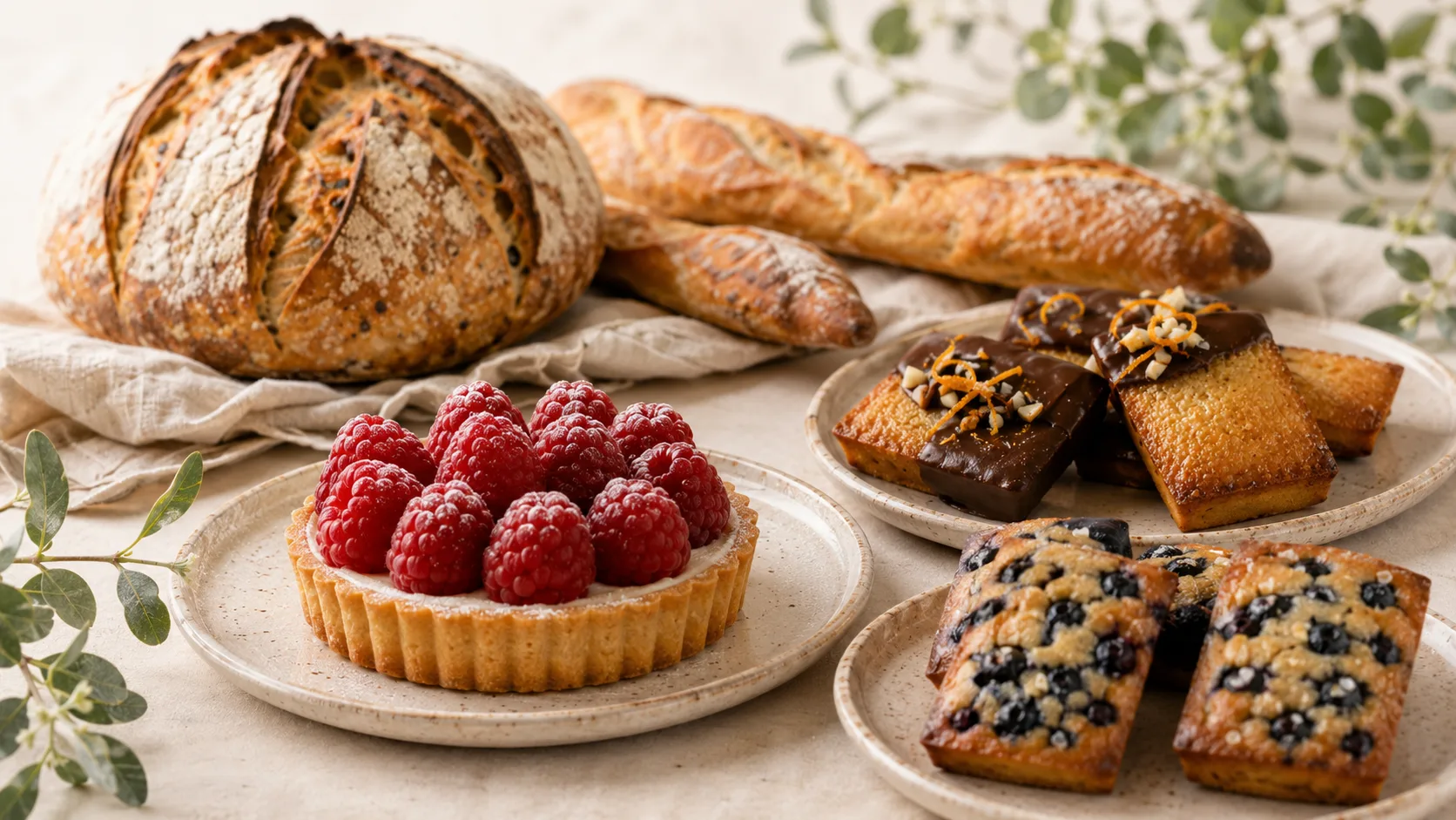 An assortment of Pauline's French breads and pastries